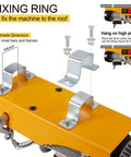 Mounting brackets and screws on yellow Electric Hoist 1320 Lbs Winch With Remote Control 110V Lift System for installation.
