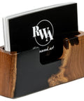Black Wood And Epoxy Card Holder And Desk Organizer For Office Decor, sleek slim design showcasing premium wood and epoxy finish.