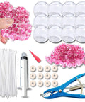12 Piece DIY Stress Ball Making Kit with sealing rubber rings cable ties balloon expander vacuum tool and 100g pink filling beads