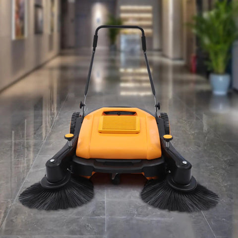 This 41 Inch Industrial Walk Behind Floor Sweeper Is A Total Game Changer For Keeping Spaces Pristine. With Triple Brooms And A Massive 14 Gal Hopper, It Eats Up Debris Like Nothing Else. Perfect Warehouses Or Gyms Need The Heavy Duty Push Down To Get