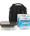 Leak Proof Expandable Lunch Bag With Ice Walls Keeps Your Lunch Fridge Cold Up To Six Hours Heavy Duty Grab And Go Zero Mess Insulated Travel Tote Gray Silver with containers and ice walls.