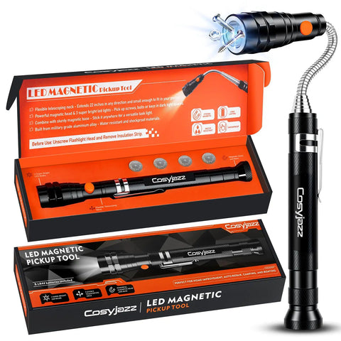 Magnetic Pickup Tool With LED Flashlight And Telescoping Magnet, Extendable Neck For Handywork, A Must Have Gift For Men, Dads, Husbands, Mechanics, And Tech Enthusiasts On Fathers Day, Birthdays Or Christmas