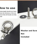 Go Anywhere Stainless M6 Eye Nuts Heavy Duty Shoulder Thread Ring Mounting Fasteners Knockout Quality Quick Release Anchor Point Hardware For Secure Outdoor Hanging And Gear Setup No Sweat Install 10 Pack with screw and washer.