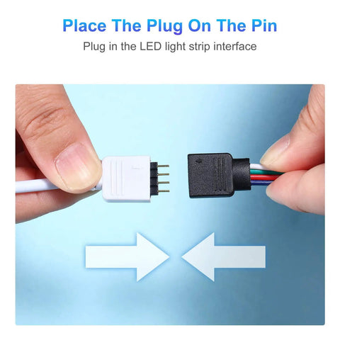 Connecting 4-pin RGB cable with 12-pin plug for Six Piece 4 Pin RGB Extension Cable Kit With 12 Pin Plugs For 5050 And 3528 RGB LED Strip Lights Includes 1.6 Ft, 3.3 Ft, And 6.6 Ft Cables White Waterproof And Non Waterproof Options Plug And Play Easy DIY Wire Connections.