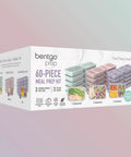 60-Piece Meal Prep Kit With Reusable PFAS-Free BPA-Free Containers, boxed set showing floral pastels and compartments.