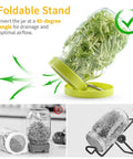 Two Pack Seed Sprouter Kit For Wide Mouth Jars With 316 Stainless Mesh BPA Free Drip Tray And Tilted Lid For Bean Sprouts Broccoli Alfalfa And Microgreens For Home Grow showing jar tilted at 45 degrees.