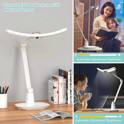 E Reading LED Desk Lamp With Monitor Sensor Touch Control Auto Dimming Swing Arm Eye Caring Desk Light For Home Office