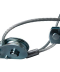 Cable and pulley close-up of 2 Ton Power Puller Winch With 12 Foot Aircraft Cable Auto Notch Time Release Heavy Duty Workhorse Lifting Tool