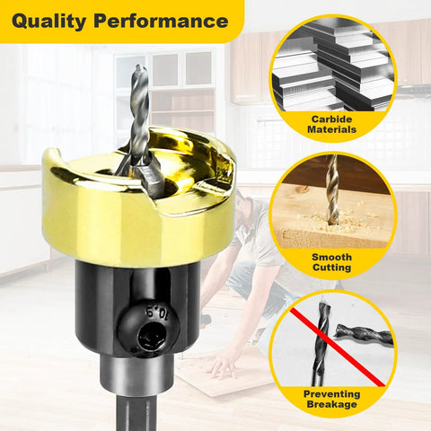 Pro Grade Built To Last Adjustable Depth Stop Countersink Drill Bit Set Carbide Tipped For Clean Countersinks 82 Degree Head