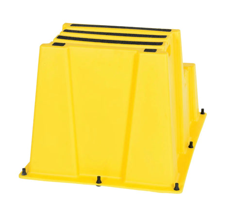 Nestable Polyethylene 2 Step Stool With 500 Lb Capacity, Yellow, Anti Slip Treads, Lightweight And Portable, Side View