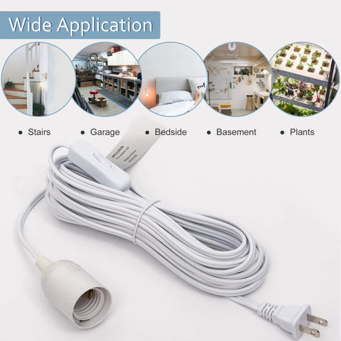 Extension Hanging Lantern Cord Cable 20 Ft 360W Pendant Lighting Kit With On And Off Switch UL Listed E26 E27 Socket 2 Pack