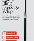 Lightweight Dressage Whip With Bling Crystals And Leather Wrapped Grip Handle, Subtle Sparkle, Mushroom Cap, Black Finish, 40 Inch Equestrian Whip For Precise Cues And Style with elegant sparkle, lightweight control, and secure comfort design details.