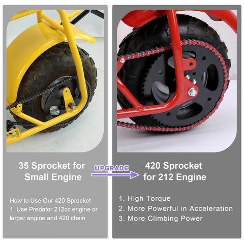 60T Sprocket And 420 Chain Kit For Mini Bikes With 90 Link Rear Chain And 42 Link Front Chain Fits Coleman BT200X CT200U EX CT200U CT100U CC100X Baja MB200 Doodlebug DB30 Predator 212 196cc Engines Easy Install