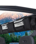 Extra Thick Hella Tough UTV Roll Cage Storage Bag With Secure Straps For Arctic Cat Prowler Ev mounted on UTV roll cage.