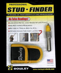 Heavy Duty Magnetic Stud Finder Locates Wood And Metal Framing Dead On Fast Prep For Mounting Large TV Screens Pictures Cabinets No Sweat Wall Locator Tool in packaging with measuring chain and instructions.
