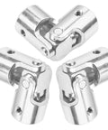 3-pack chrome universal U-joint couplers for 12mm shafts; rotatable RC/robotics motor connectors