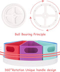 Lazy Susan Art Supply Caddy With Nine Handy Compartments Built For Student Desks And Classrooms Slick Spin showing ball bearing and 360 degree rotation.