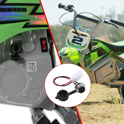 Three Pin Charger Port For Razor MX350 MX400 SX350 ZR350 Dirt Bike Quad And Pocket Mod Scooters Replacement Part 24V And 36V