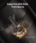 Close-up of anti-burn propeller in Milk Frother With 8 In 1 Functionality For Latte Art, Microfoam And Coffee, Stainless Electric Frother.