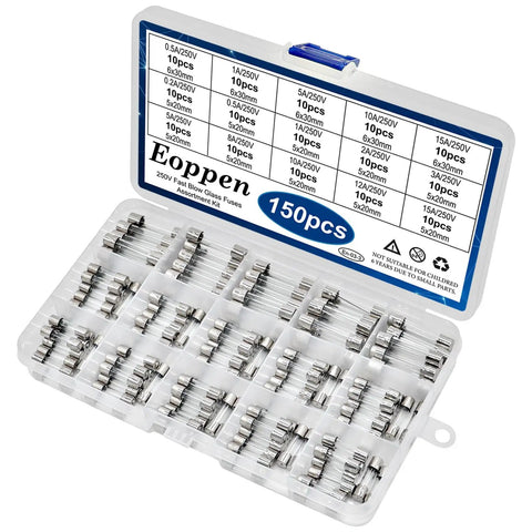 Heavy Duty Inline Fuse Holders And Fast Blow Glass Fuses Assorted Pack With 5x20mm And 6x30mm Ranges in clear storage case.