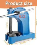 Badass Heavy Duty Manual Desktop Press Featuring 2 Ton Hand Wheel Arbor Mechanism and Reversible Plunger Stroke, measuring 17.32in height.