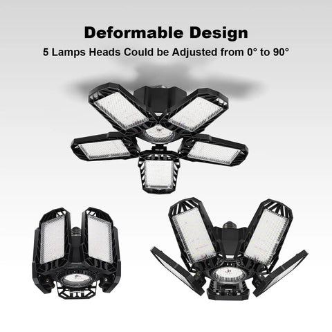 Ridiculously Bright LED Garage Light 400 Watt Equivalent 6500K Cool Daylight White Area Light with deformable design