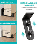 Adjustable Sliding Barn Door Floor Guide With Flat Bottom Design In Black, showing detachable, movable features for thickness.