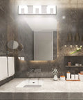 Bathroom with 3 Light Sleek Modern LED Vanity Light For Bathroom With Frosted White Acrylic Chrome Up And Down Wall Fixtures Over Mirror White Light 6000K
