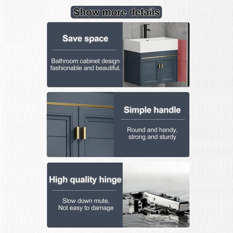 Vessel Sink Rectangular, Ceramic Vessel Sinks for Bathrooms, Modern Pianted Wall Mounted Vessel Sink Cabinet Set, Bathroom Ceramic Washbasin and Faucet Combo, for Small Space (52*36cm/20.4*14.1in) highlights space-saving cabinet design and quality hinges.
