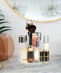 360 Degree Rotating Makeup Organizer Turntable For Vanity And Bathroom Counter Clear Spinning Cosmetic Display Case