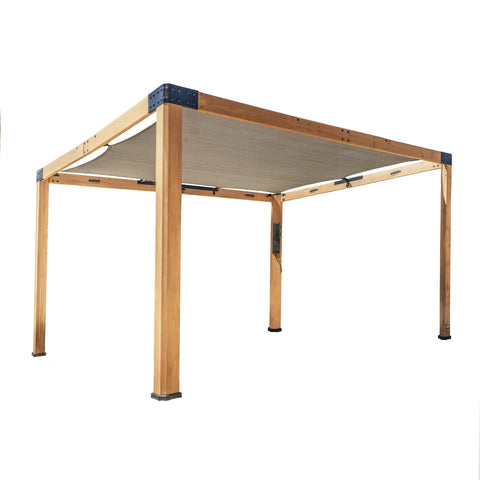 Brendan 12 By 10 Modern Cedar Wood Pergola Kit With Heavy Duty Sun Shade Sail Screen Canopy PowerPort And Wicked 100 MPH Wind Rating For Outdoor Patio Garden Deck And Entertaining