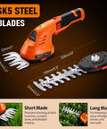 Cordless 2 In 1 Hedge Trimmer And Grass Cutter Lightweight Handheld Tool With SK5 Steel Blades and Rotatable Handle