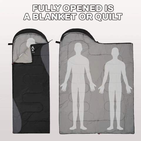 All Season Portable Sleeping Bag For Adults Teens And Kids Waterproof Lightweight with compression sack, open layout view
