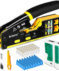 RJ45 Pass Through Crimp Tool Kit For Ethernet Cable Cat5 Cat5e Cat6 And 6A Handles RJ11 RJ12 6P 8P With Built In Cable Tester