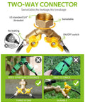 Two-way brass connector with ON/OFF switches for 50Ft Drip Irrigation Kit DIY Plant Watering System With 8x5mm Tubing.