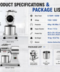 Heavy-Duty Commercial Cheese Grater And Shredder Machine With Nut Grinder Function, size 40.5x24x43cm, specifications and package