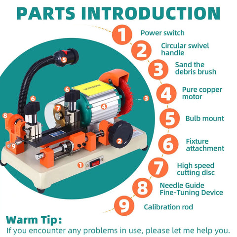 Parts introduction of Heavy Duty Metal Cutting Machine With Brush Cutter For Pro And DIY Work including copper motor and cutting disc