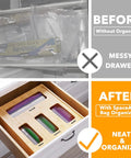Durable Bamboo Bag Holder For Kitchen Drawer fits gallon quart sandwich snack bags, neatly organizing bags in a drawer.