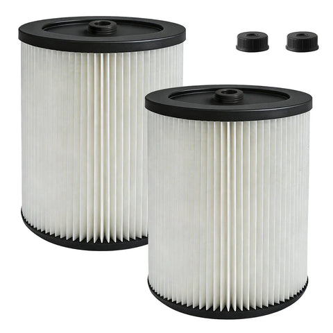 VF4000 Wet Or Dry Vacuum Replacement Filter Two Pack For 5 To 20 Gallon Vacuums featuring upgraded inward locking design.