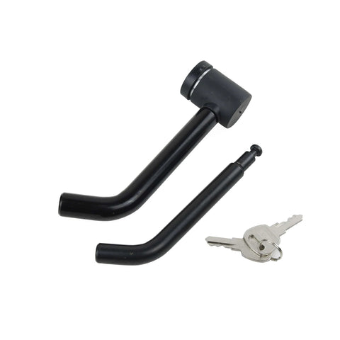 Trailer Hitch Receiver Lock With Dual Pins One Half Inch And Five Eighths Inch Bent Pin Built Tough Heavy Duty Lock For Class I Through V Hitches Right Angle Design Black Security Lock