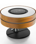 Bedside Smart Lamp Shade With Bluetooth Speaker Fast Wireless Qi Charger Touch Dimmer Dimmable Led Nightlight in maple wood