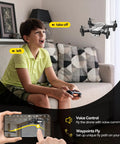 Boy playing with D20 Mini Drone For Kids With 1080P FPV Camera Remote Control Toy Gifts For Boys And Girls Altitude Hold Headless Mode