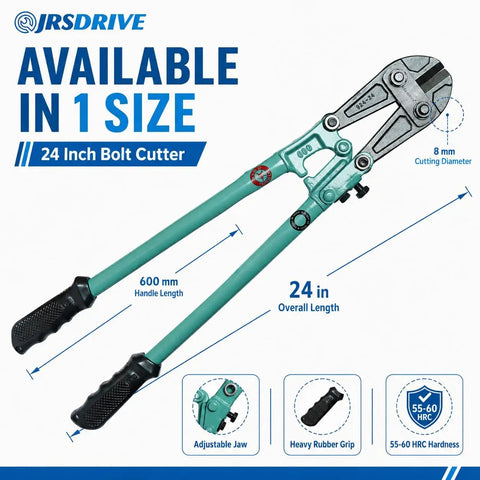 Beast 24 Inch Bolt Cutter With 600mm Handles, Chrome Molybdenum Steel Blades, Heavy Duty Cutters With Soft Rubber Grips For Snapping Padlocks, Chains, Wires, Bolts, Screws, Rivets Rugged Black And Green Tool, 24 in size