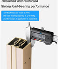 Caliper measuring thickness of heavy duty telescopic pull out drawer slide for desks, kitchen islands, countertops with rust resistant alloy