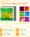 Liquid Motion Floor Tiles Set 11.8 Inch Square Colorful Cosmic Colors That Move With Every Step No Install Needed Safe For Kids 6 Piece Decorative Floor Tiles