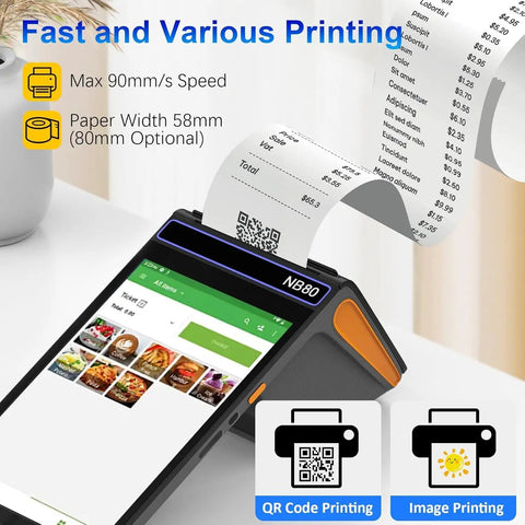 4G And WiFi POS Terminal With Android 12, 3GB RAM, 16GB ROM, 8 Inch IPS Touch Screen, 58mm Receipt And Label Printer