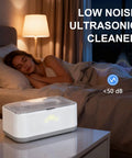 49KHz Ultrasonic Cleaner For Jewelry And Glasses With 5 Cleaning Modes, 27oz 304 stainless steel tank in gray by bedside