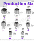Heavy Duty 32 Piece Needle Roller Bearings Kit 8 Assorted Models Ag Construction St14 Steel Drawn Cup Open End Single Row Design Giving Superior Durability And Smooth Performance For Work Projects Where Reliability Matters Most For You Today. production size chart