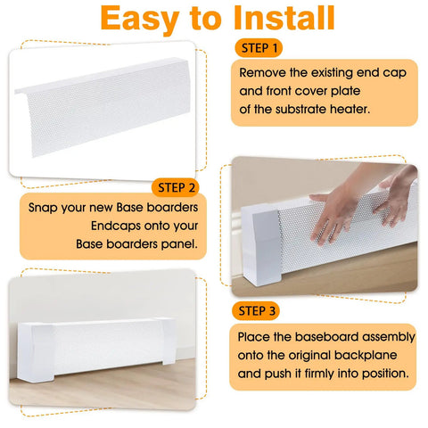 Effortless 5 Ft Baseboard Heater Cover Kit For Premium Series, Galvanized Steel, Easy Slip On Replacement, Step-by-step installation guide