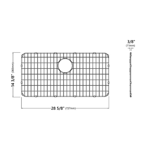 Dimensions of Stainless Steel Bottom Grid For KD1US33B Kitchen Sink Custom Fit Durable Chrome Plated Grid